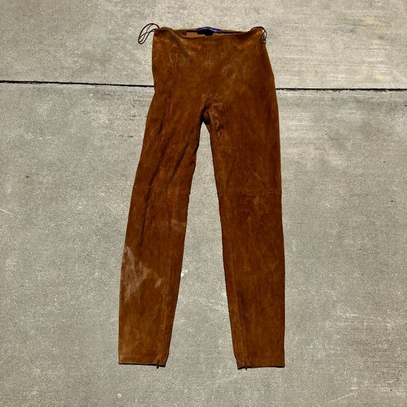 Ralph Lauren Brown Suede Skinny Pants